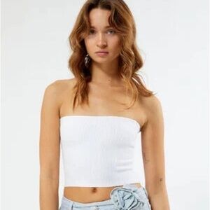 MOVING SALE Me to We Strapless White Ribbed Crop Top